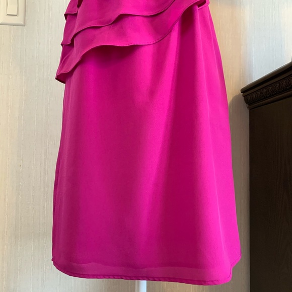 AVON MARK strapless ruffle purple magenta dress - Picture 5 of 11